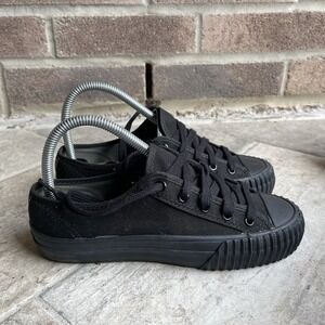 PF Flyers Triple Black Sneakers Low Top Mens 5 Women's 6.5 Canvas Lace Ups